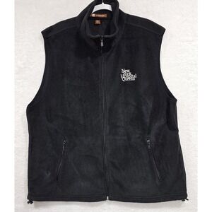 New York Hospital Queens XL Black Fleece Vest Full Zip Womens Harriton Polyester